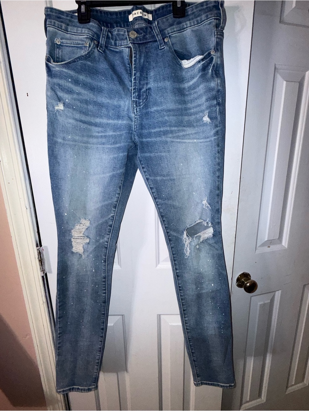 PacSun Men's Skinny Distressed Light Blue Jeans